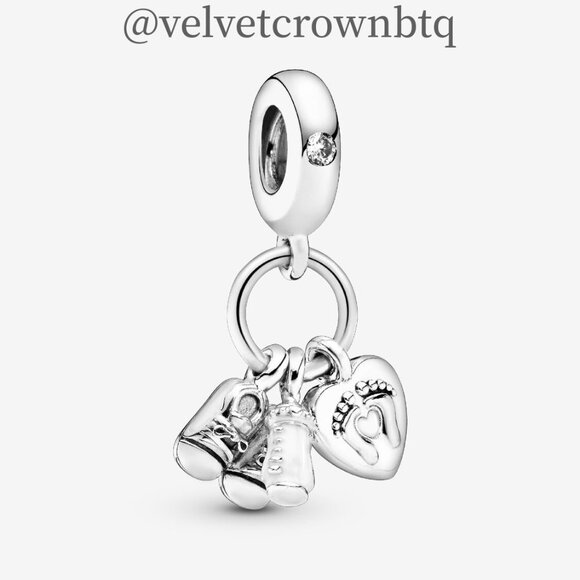 Pandora Baby Bottle & Shoes Dangle Charm - Picture 1 of 6